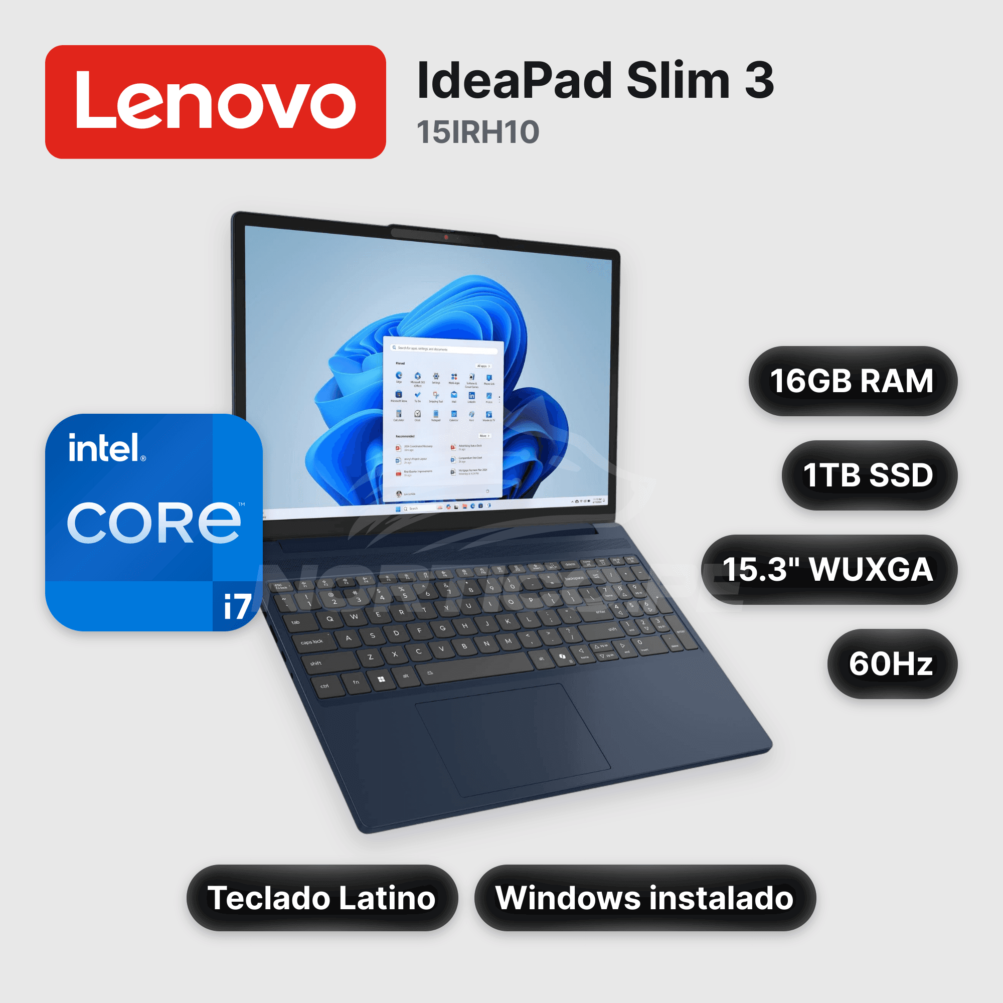 Laptop Lenovo IdeaPad Slim 3 15IRH10 Core I7-13620H 16GB 1TB SSD 15.3" (83K1016ELM)