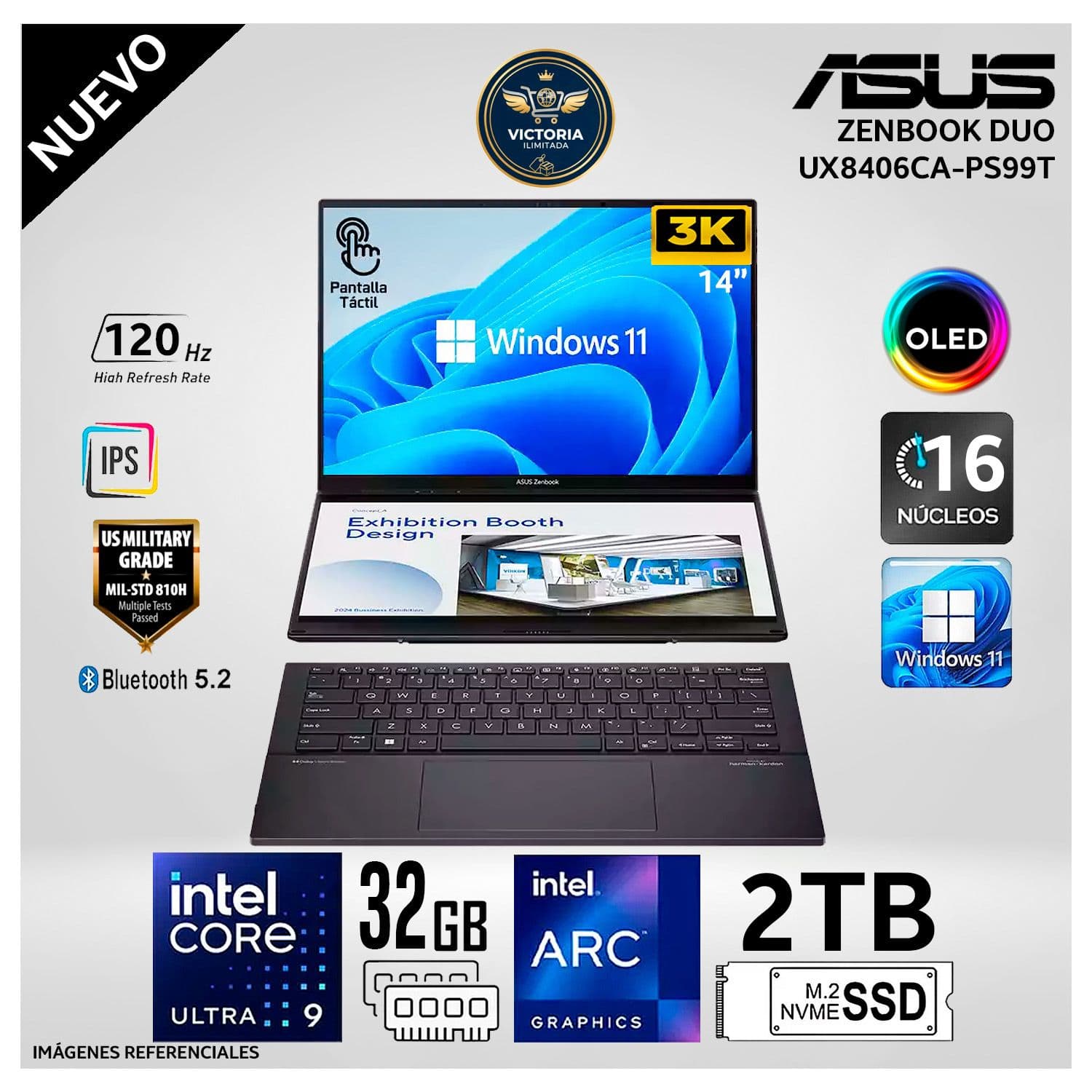 LAPTOP ASUS ZENBOOK DUO UX8406CA-PS99T ULTRA 9-285H 32GB 2TB SSD 14 OLED 120HZ